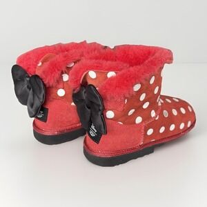 UGG Disney Minnie Mouse Boots Youth 3 Red Polka Dot Bow Cozy Girls Shoes